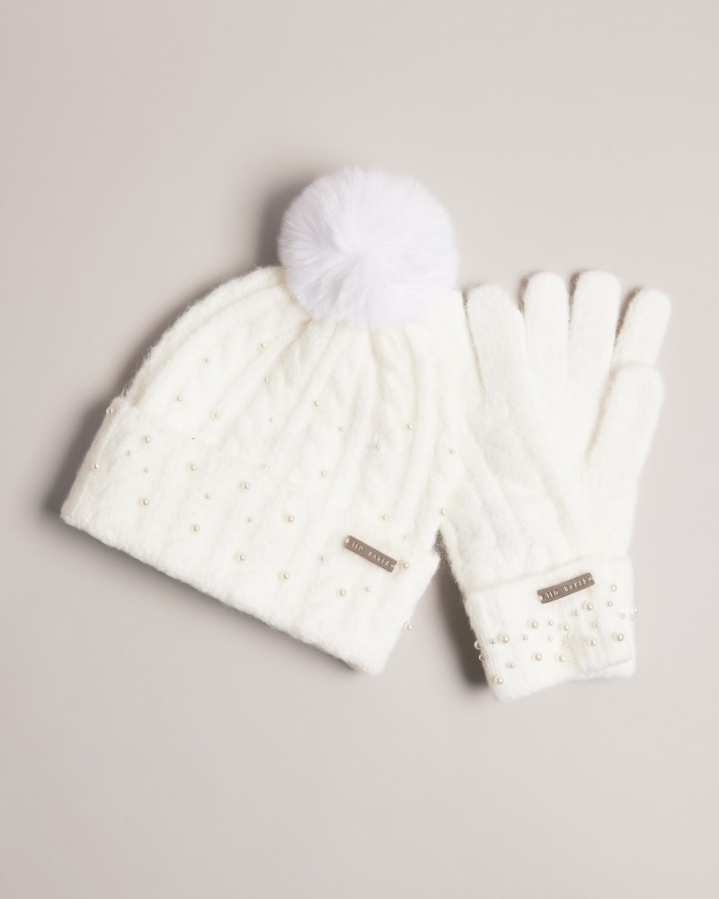 Grey Women's Ted Baker Kerriie Bobble Hat And Glove Gift Set Hats Price In India | Q6E-0509