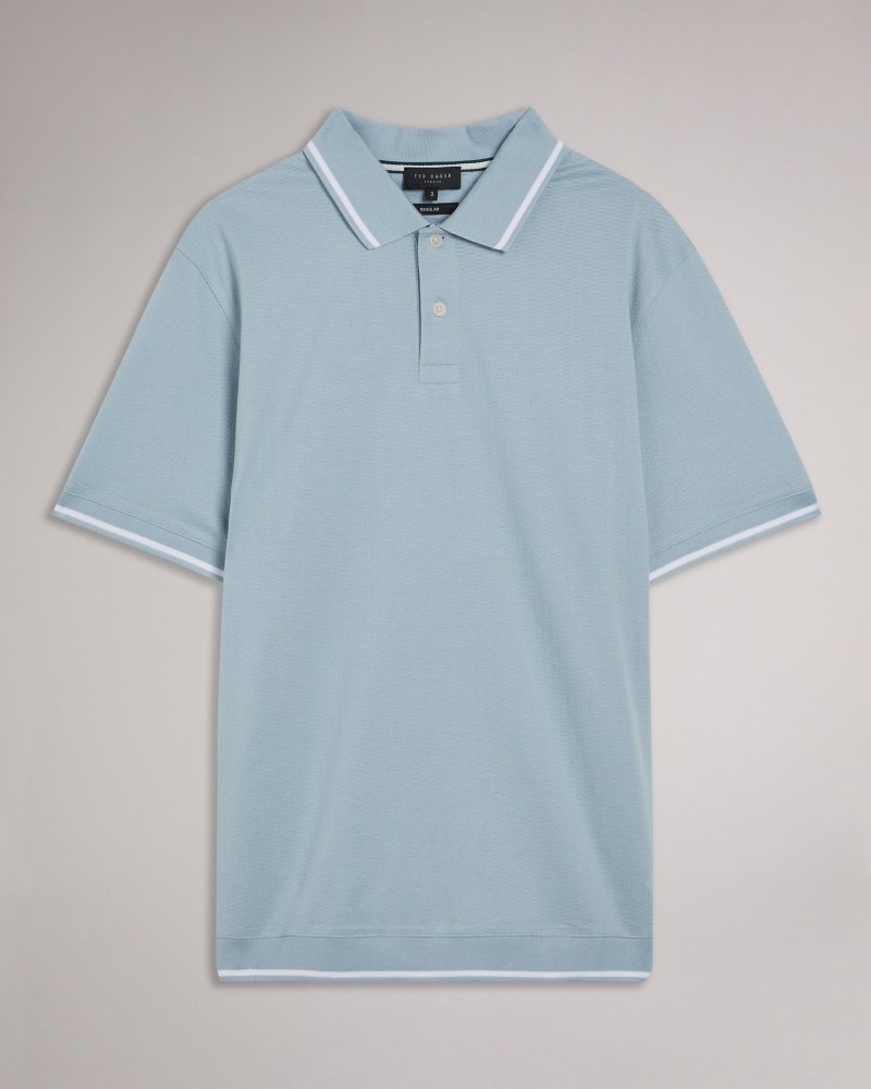 Light Blue Men's Ted Baker Erwen SS Regular Textured Polo Shirt Price In India | V0L-8253