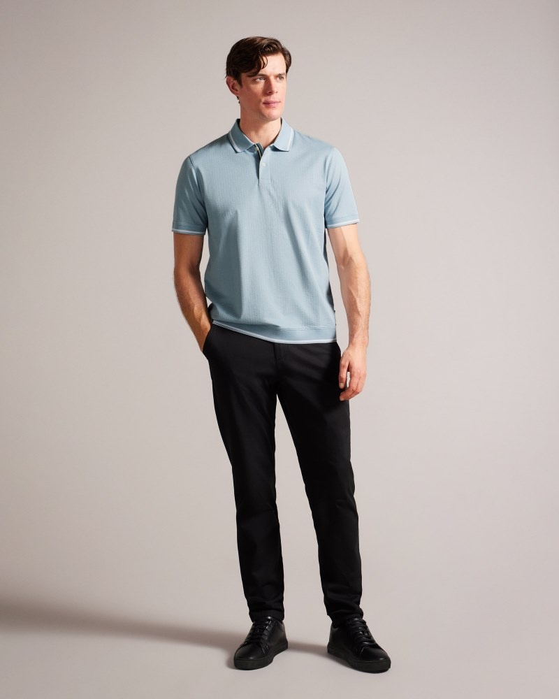 Light Blue Men\'s Ted Baker Erwen SS Regular Textured Polo Shirt Price In India | V0L-8253