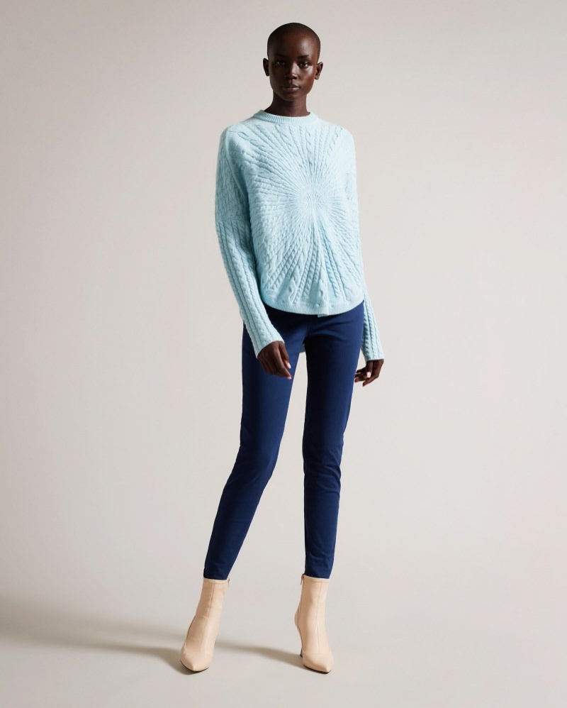 Light Blue Women's Ted Baker Kimila Circular Cable Knit Sweater Price In India | M2C-7114