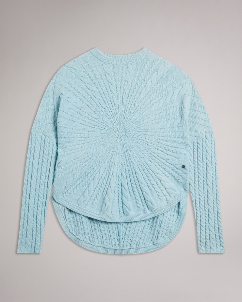 Light Blue Women's Ted Baker Kimila Circular Cable Knit Sweater Price In India | M2C-7114