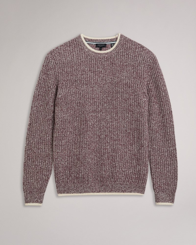 Maroon Men's Ted Baker Overhal LS Regular Crew Neck Sweaters Price In India | I6L-2534