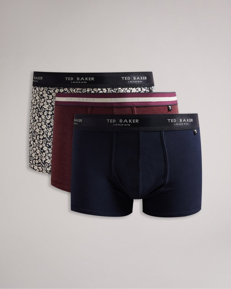 Misc Men's Ted Baker Fabioo Three Pack Assorted Cotton Trunks Price In India | Y1M-2920