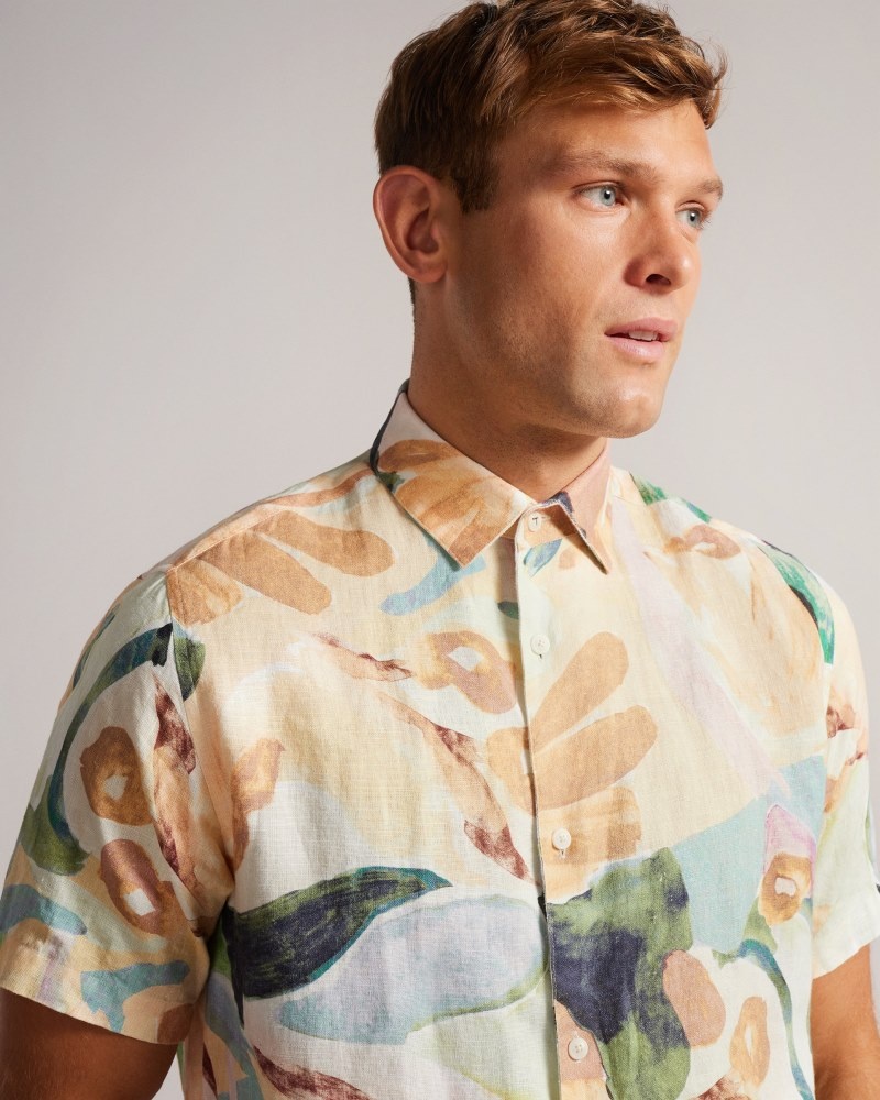 Multicol Men's Ted Baker Renato SS Floral Printed Shirt Price In India | D0V-5045