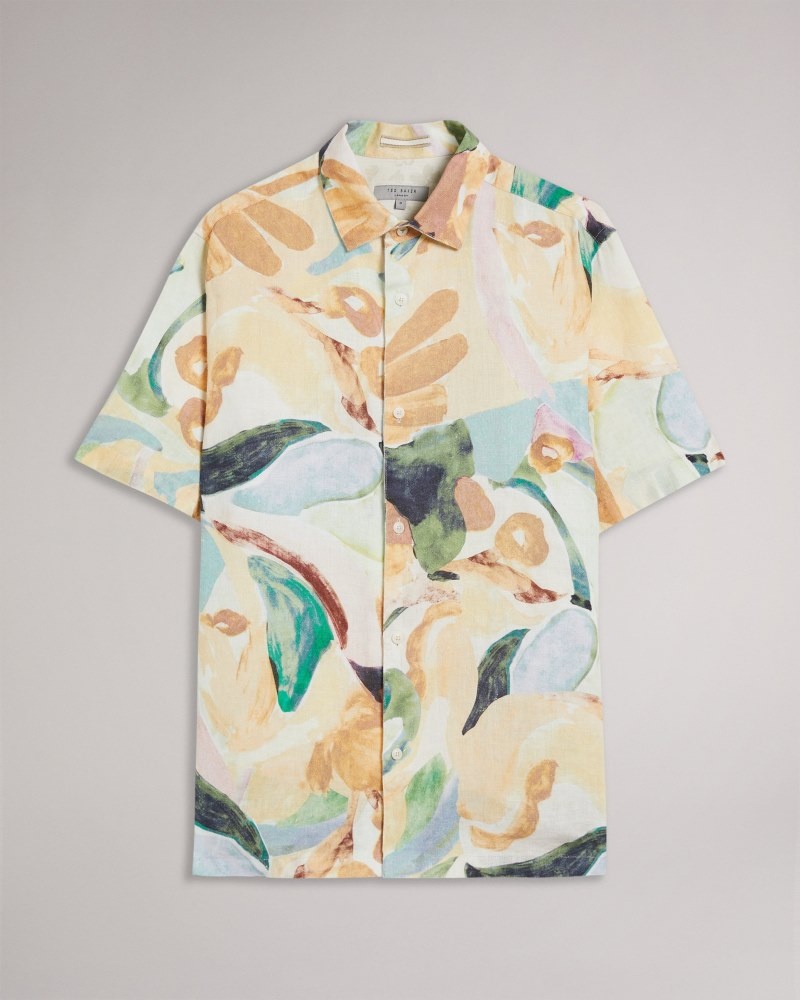 Multicol Men's Ted Baker Renato SS Floral Printed Shirt Price In India | D0V-5045