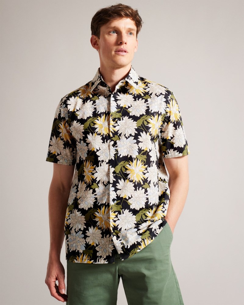 Multicol Men\'s Ted Baker Sallins SS Regular Magnolia Shirt Price In India | L3B-9823