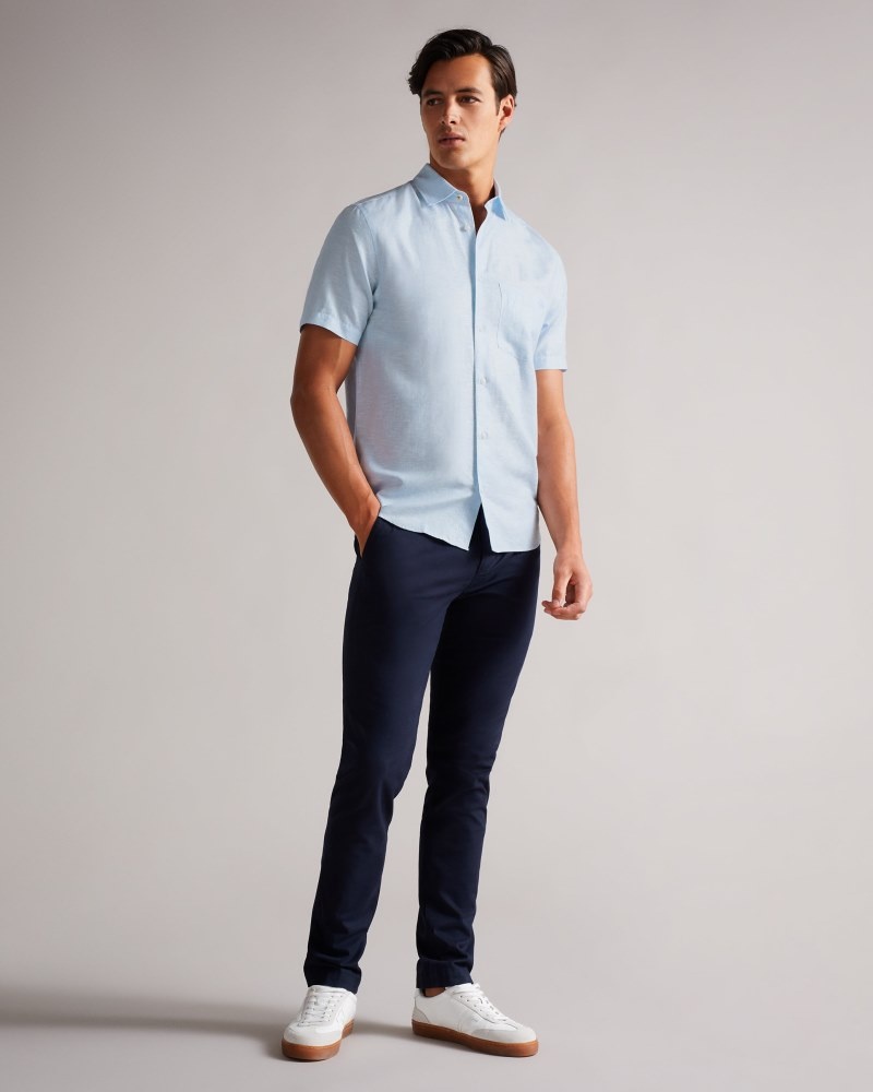 Natural Men's Ted Baker Addle SS Linen Shirt Price In India | F4E-3637