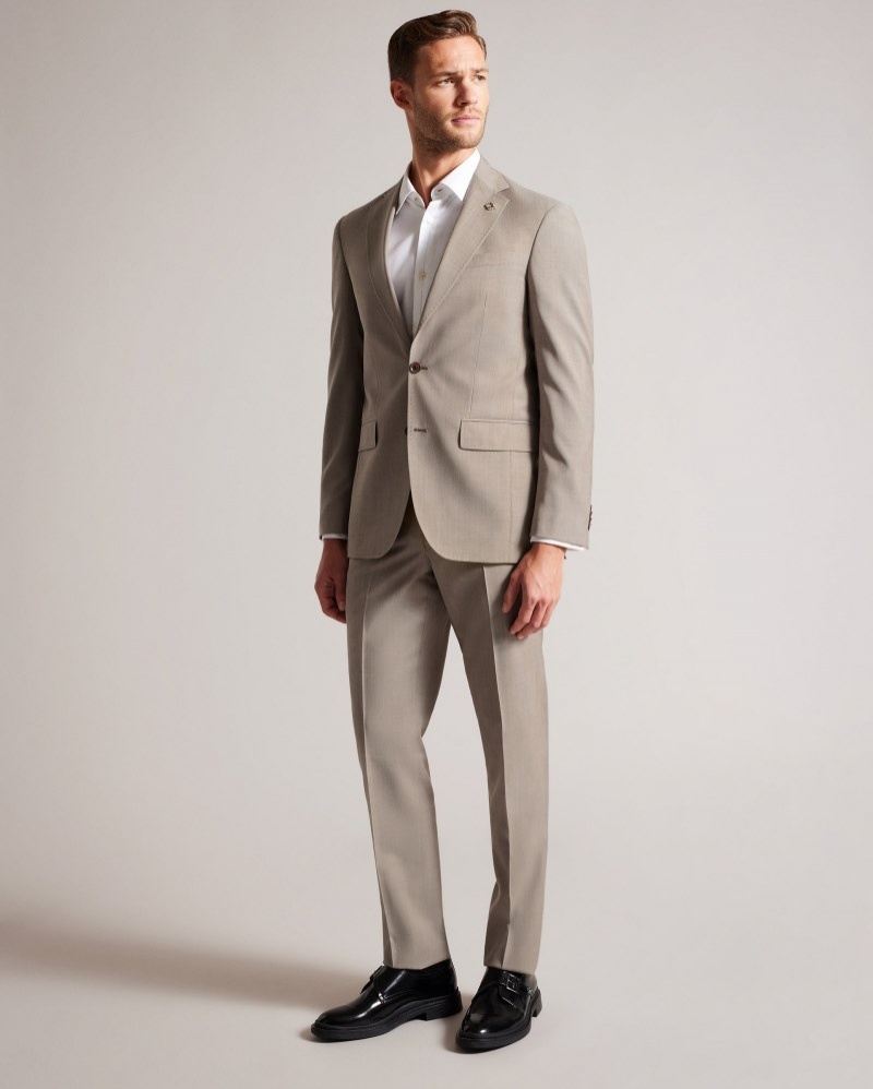 Natural Men's Ted Baker Alconaj Natural Sharkskin Jacket Suits Price In India | S1T-4693