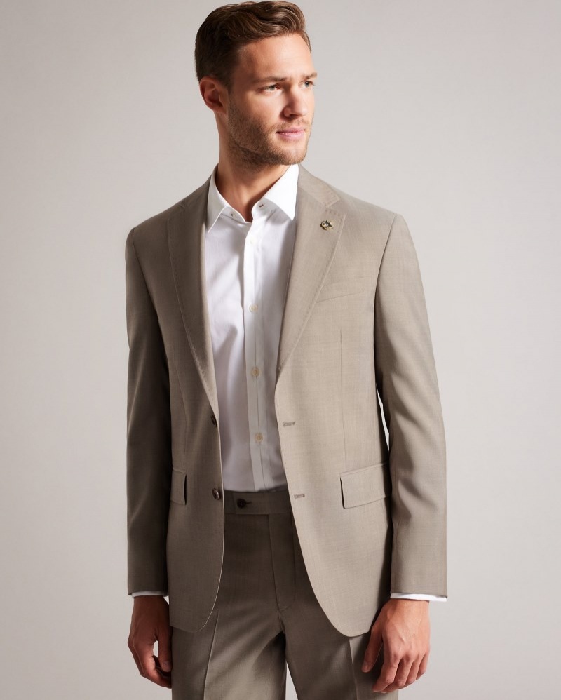 Natural Men\'s Ted Baker Alconaj Natural Sharkskin Jacket Suits Price In India | S1T-4693