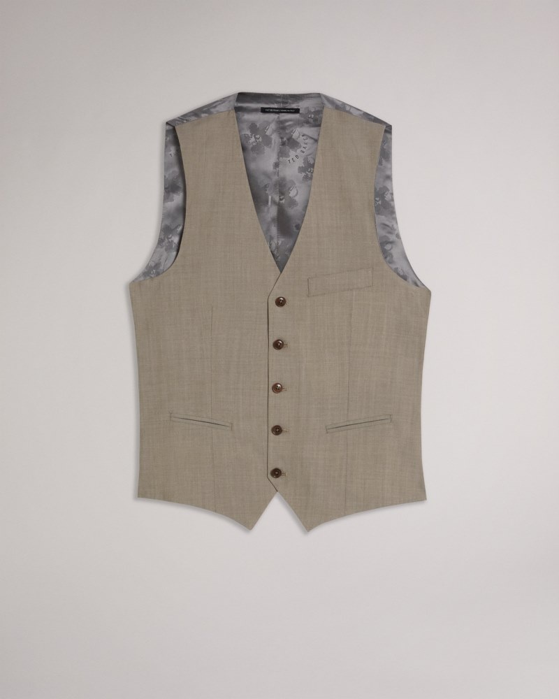 Natural Men's Ted Baker Alconaw Natural Sharkskin Waistcoat Suits Price In India | V3D-4382