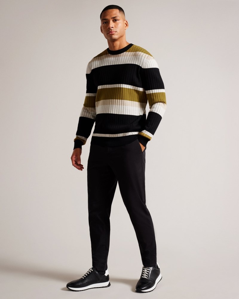 Natural Men's Ted Baker Array LS Regular Striped Crew Neck Sweaters Price In India | A8F-9918