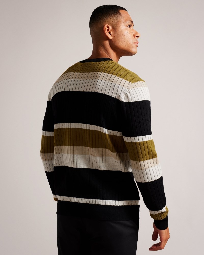 Natural Men's Ted Baker Array LS Regular Striped Crew Neck Sweaters Price In India | A8F-9918