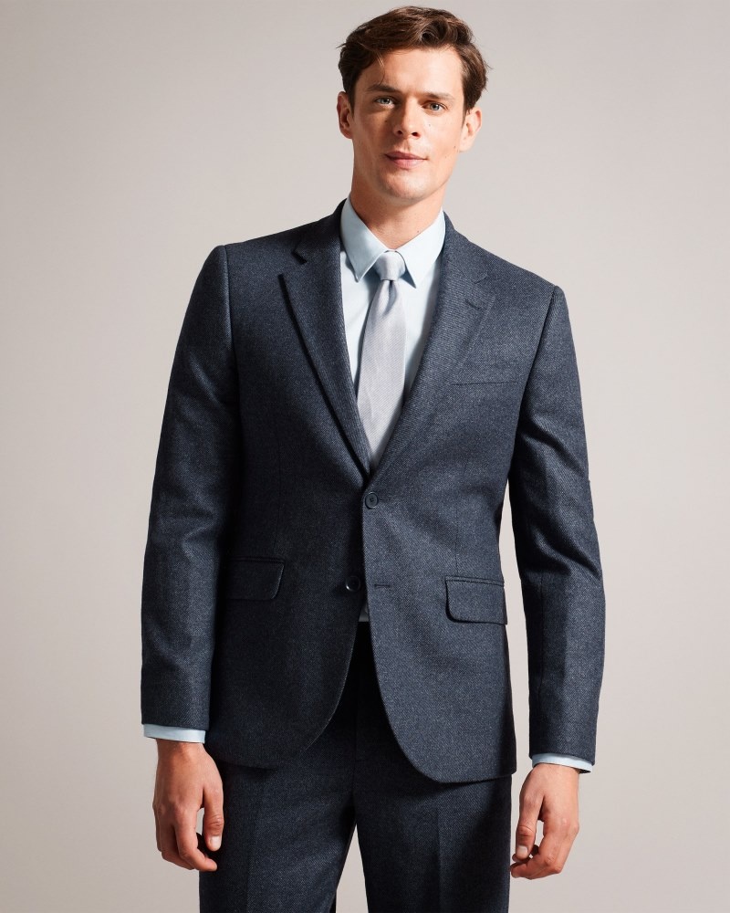 Navy Men\'s Ted Baker Arthurj Wool Blend Twill Jacket Price In India | E1U-1425