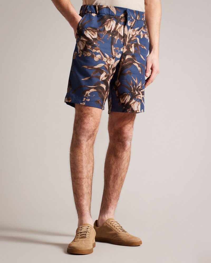 Navy Men's Ted Baker Canriya Printed Short Price In India | A3X-4385