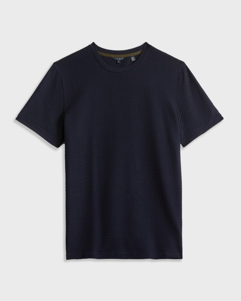 Navy Men's Ted Baker Caramel SS Textured Tshirt Price In India | P9A-5708