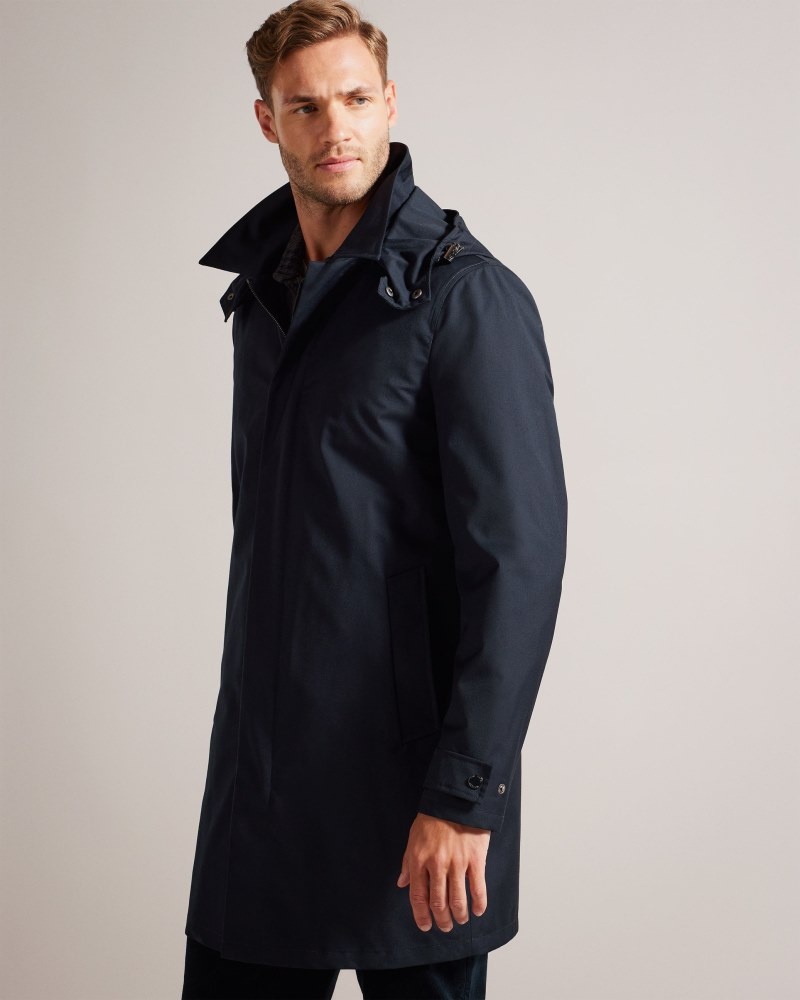 Navy Men\'s Ted Baker Comptun Lightweight Commuter Mac Price In India | R3N-1138