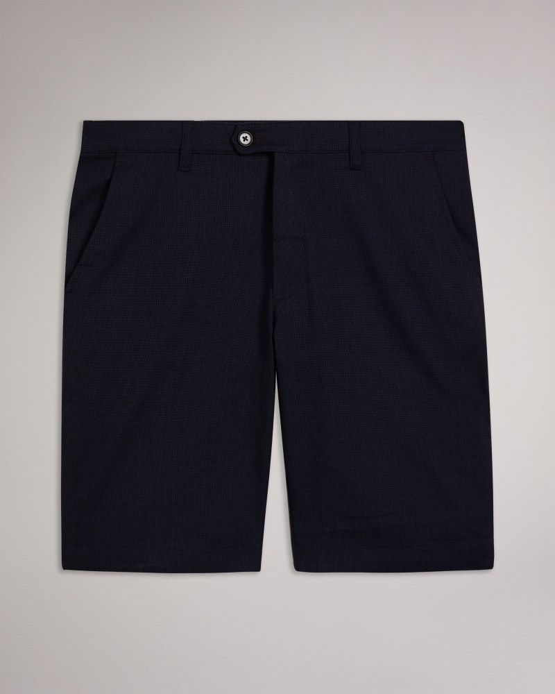 Navy Men's Ted Baker Cortrom Semi Plain Short Price In India | O7J-8941