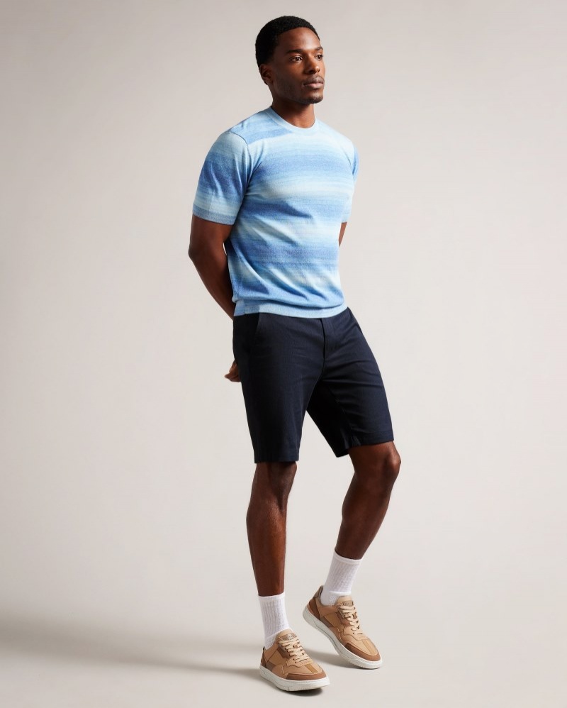 Navy Men\'s Ted Baker Cortrom Semi Plain Short Price In India | O7J-8941