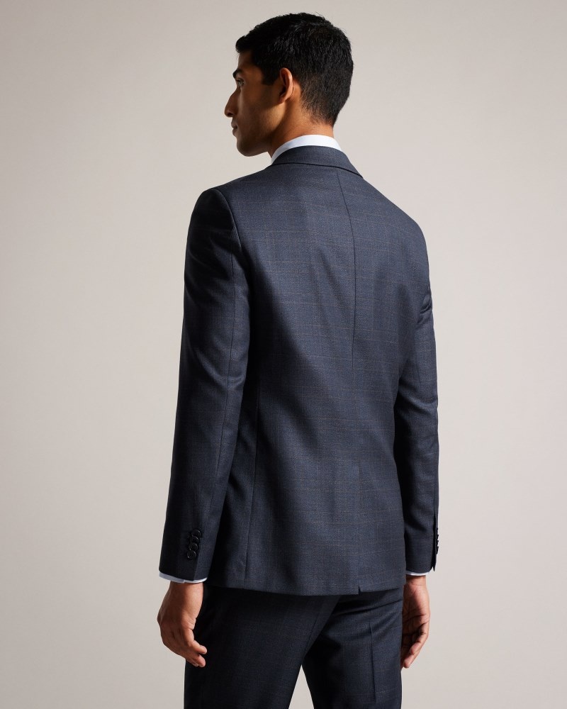 Navy Men's Ted Baker Cromjs Navy Choc Check Jacket Suits Price In India | F9S-7552