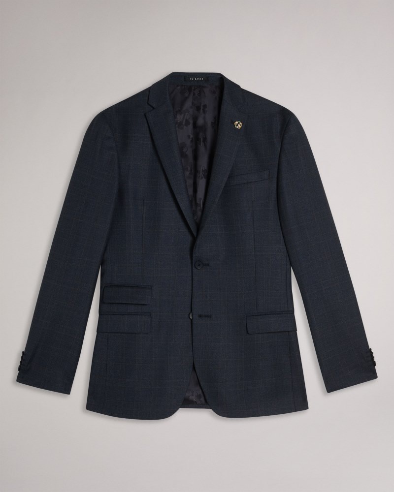 Navy Men's Ted Baker Cromjs Navy Choc Check Jacket Suits Price In India | F9S-7552