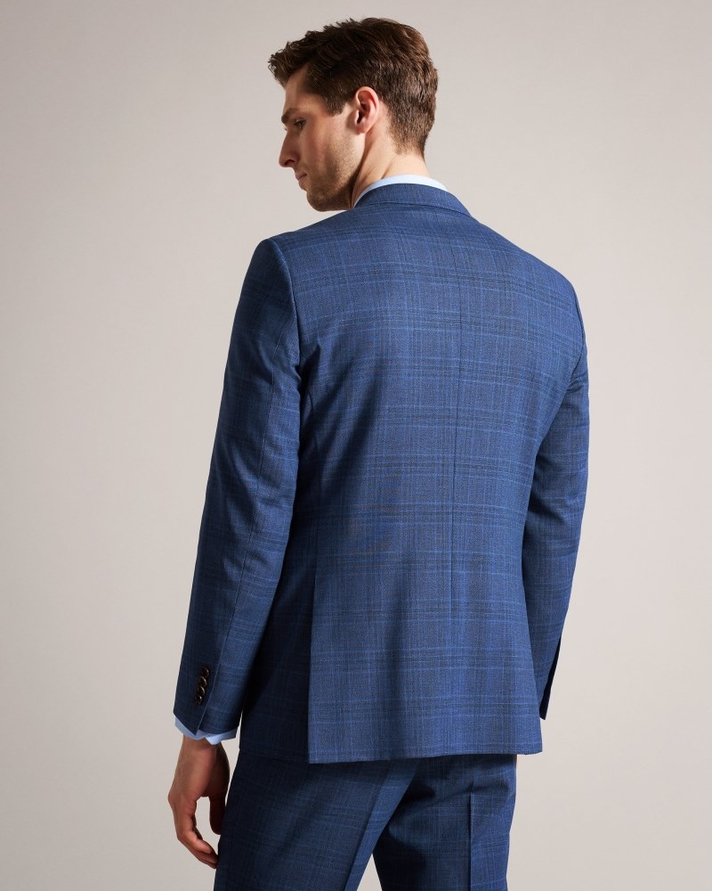 Navy Men's Ted Baker Drydenj Navy Check Suit Jacket Suits Price In India | G9X-5720