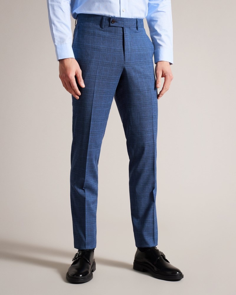 Navy Men's Ted Baker Drydent Navy Check Suit Trousers Price In India | K9B-4867