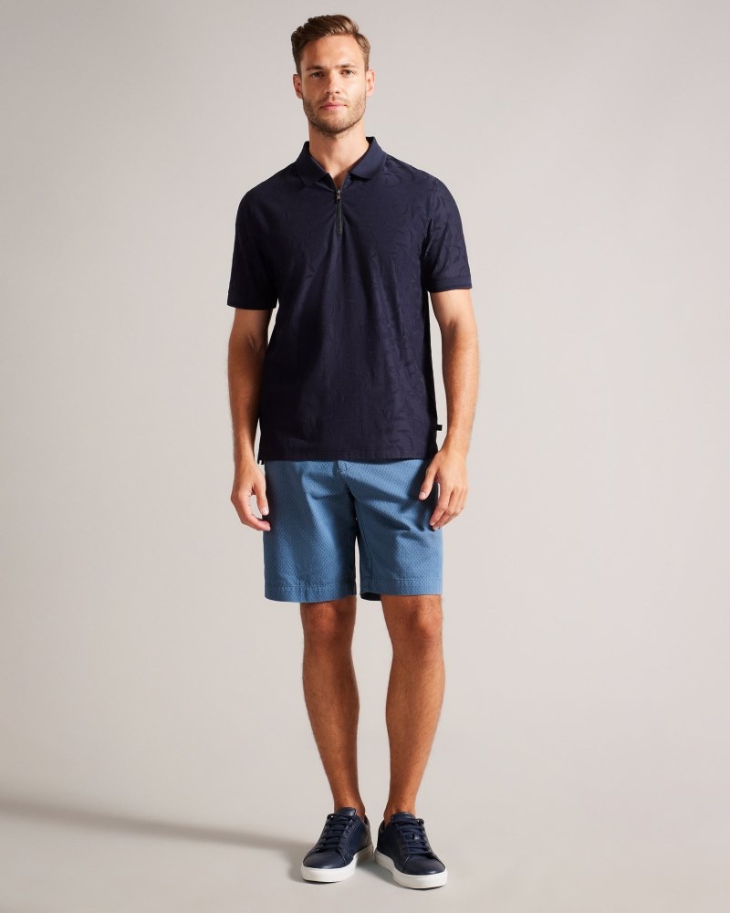 Navy Men's Ted Baker Estate Mini Geo Print Short Price In India | Q3C-7981