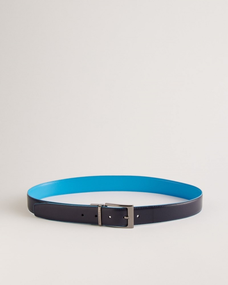 Navy Men\'s Ted Baker Kacin Reversible Colour Pop Leather Belt Price In India | Y8G-0304