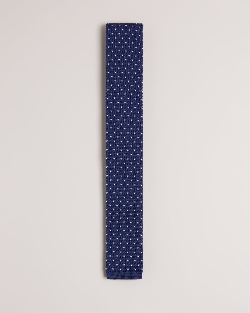 Navy Men\'s Ted Baker Knitena Spot Knitted Tie Price In India | C0L-8627