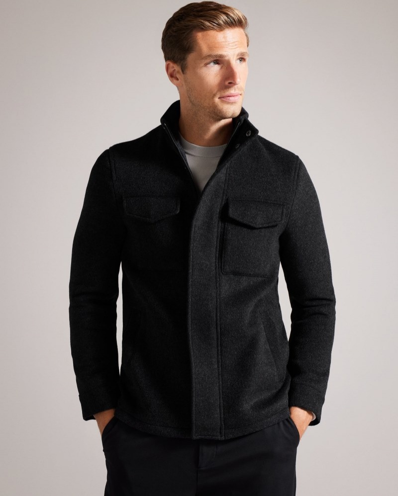 Navy Men\'s Ted Baker Knowl Funnel Neck Field Jacket Price In India | M4D-2080