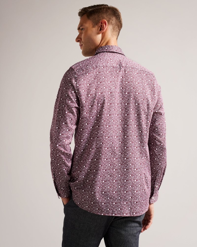 Navy Men's Ted Baker Maccle LS Spot Print Shirt Price In India | Y4V-6833