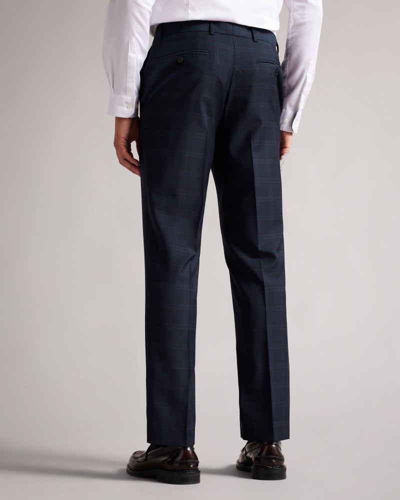 Navy Men's Ted Baker Meraets Slim Fit Navy Check Suit Trousers Suits Price In India | Y0U-6295