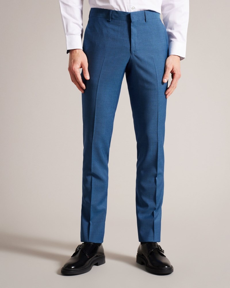 Navy Men's Ted Baker Siouxt Navy Sharkskin Trousers Suits Price In India | Q4J-8698