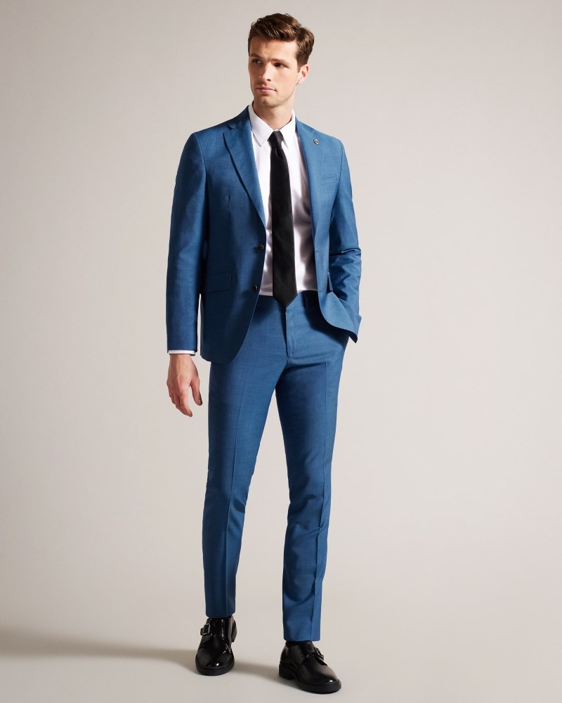 Navy Men\'s Ted Baker Siouxt Navy Sharkskin Trousers Suits Price In India | Q4J-8698