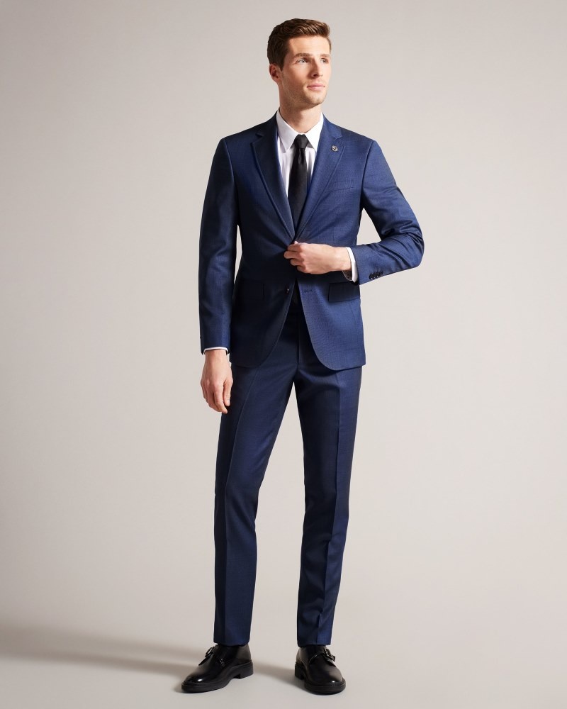 Navy Men's Ted Baker Upsalaj Navy Mix Suit Jacket Suits Price In India | B4Q-7512