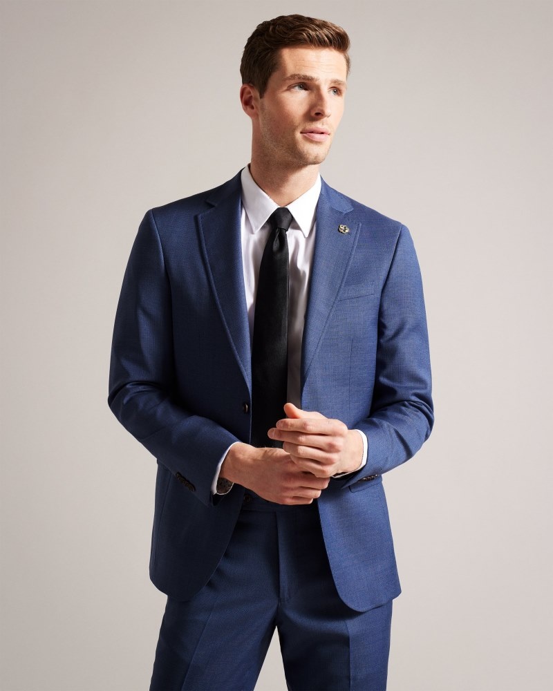 Navy Men\'s Ted Baker Upsalaj Navy Mix Suit Jacket Suits Price In India | B4Q-7512