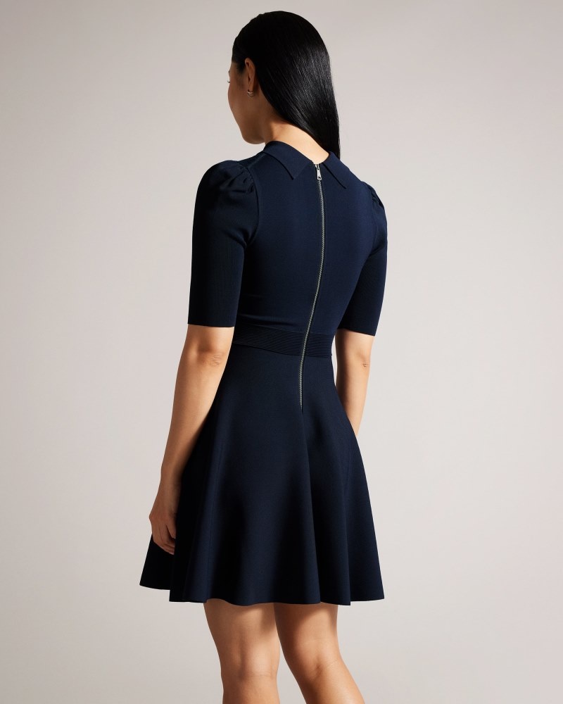 Navy Women's Ted Baker Hillder Delicate Pointelle Knit Dress Price In India | I7Y-1916