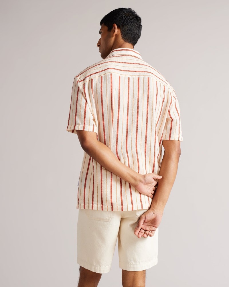 Pink Men's Ted Baker Hillma SS Seersucker Stripe Shirt Price In India | L4K-5588