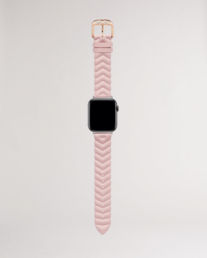 Pink Women's Ted Baker Chellia Chevron Apple Watch Strap Watches Price In India | Q2X-8492