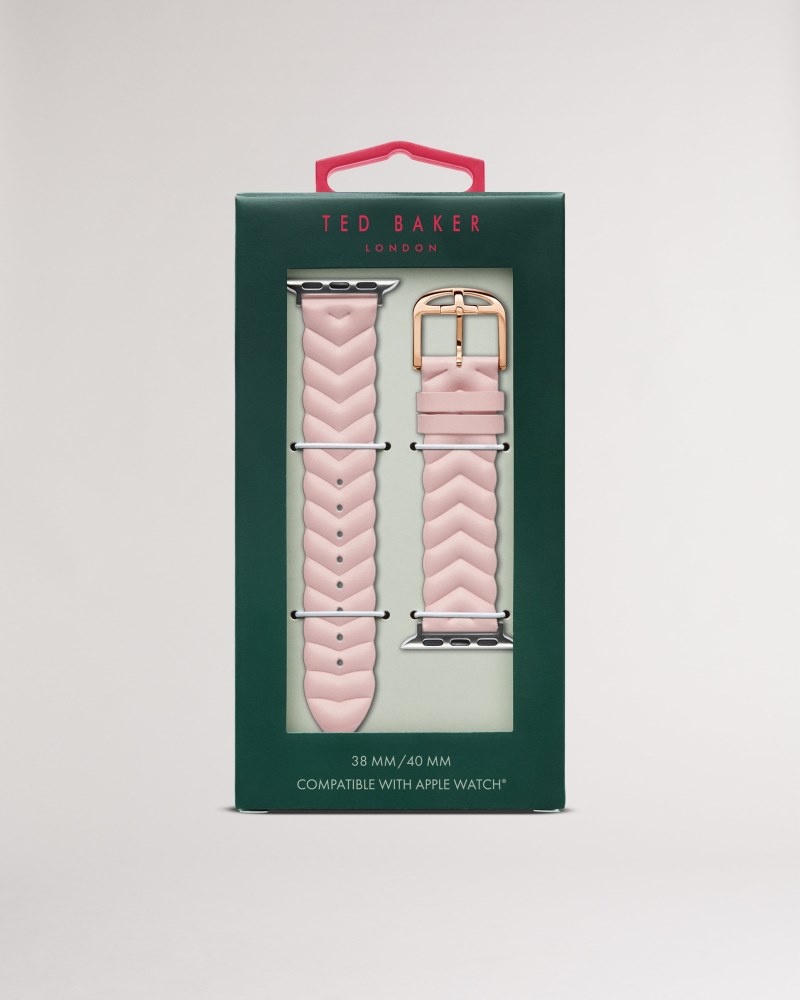 Pink Women's Ted Baker Chellia Chevron Apple Watch Strap Watches Price In India | Q2X-8492