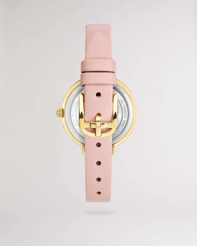 Pink Women's Ted Baker Lesedi Printed Dial Leather Strap Watch Watches Price In India | Q0E-0822