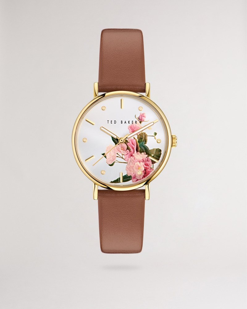 Pink Women's Ted Baker Marabel BKPPH Printed Dial Eco Leather Strap Watch Watches Price In India | R4G-0814