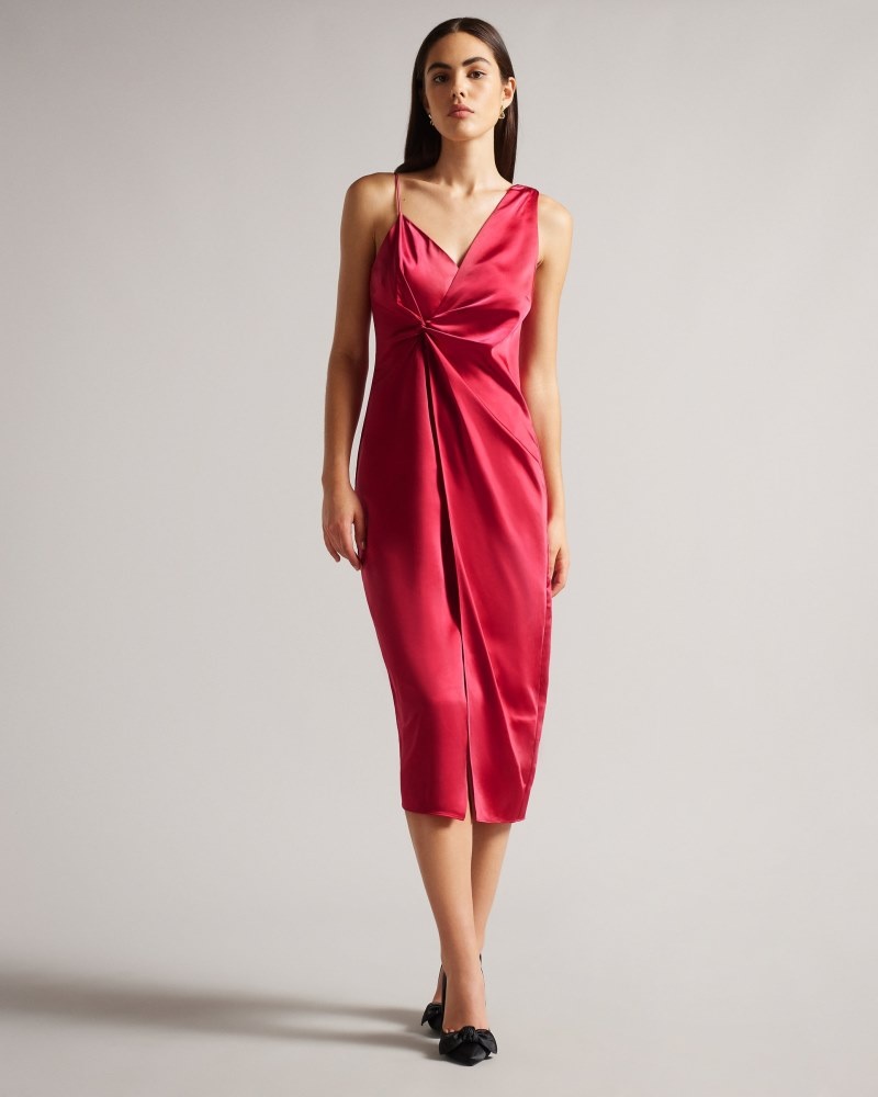 Pink Women's Ted Baker Odellia Asymmetric Waist Detail Slip Dress Price In India | G9W-5185