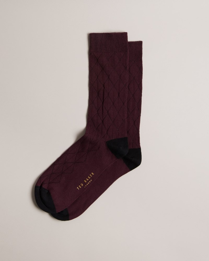 Purple Men's Ted Baker Swelter Geometric Knit Sock Price In India | N7U-1220