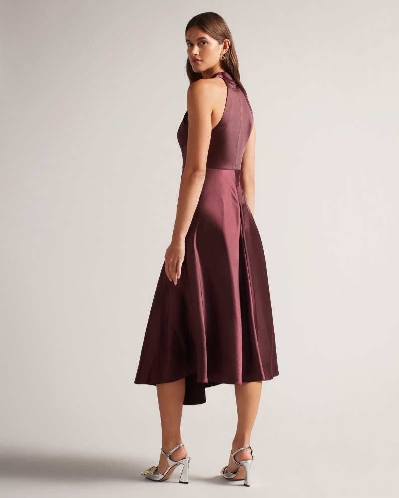 Purple Women's Ted Baker Renon Twist Neck Midi Dress Price In India | V9P-8272