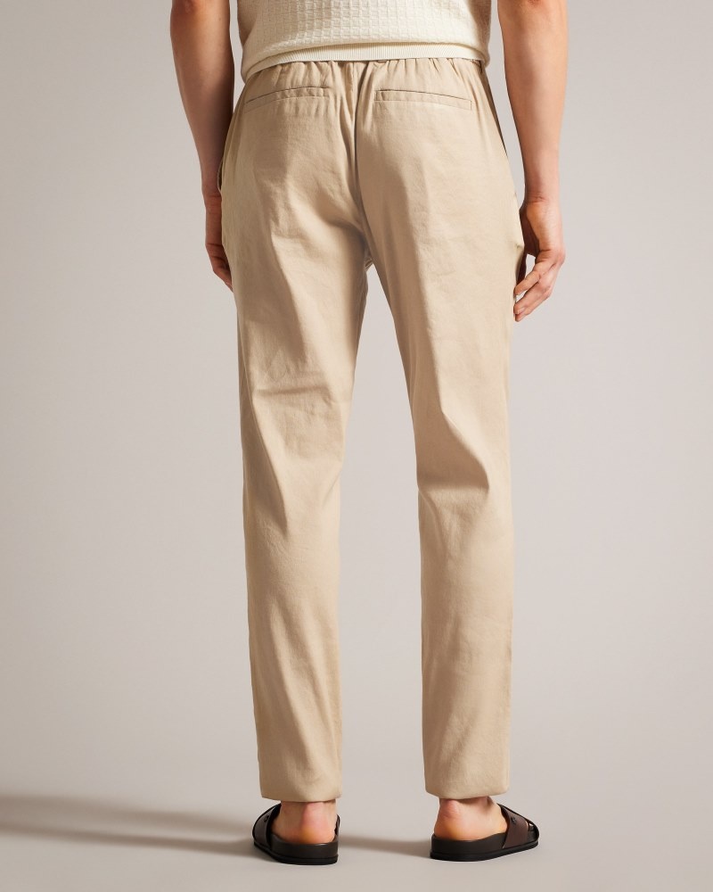 Stone Men's Ted Baker Kimmel Linen Blend Half Elasticated Trousers Price In India | F6K-4485