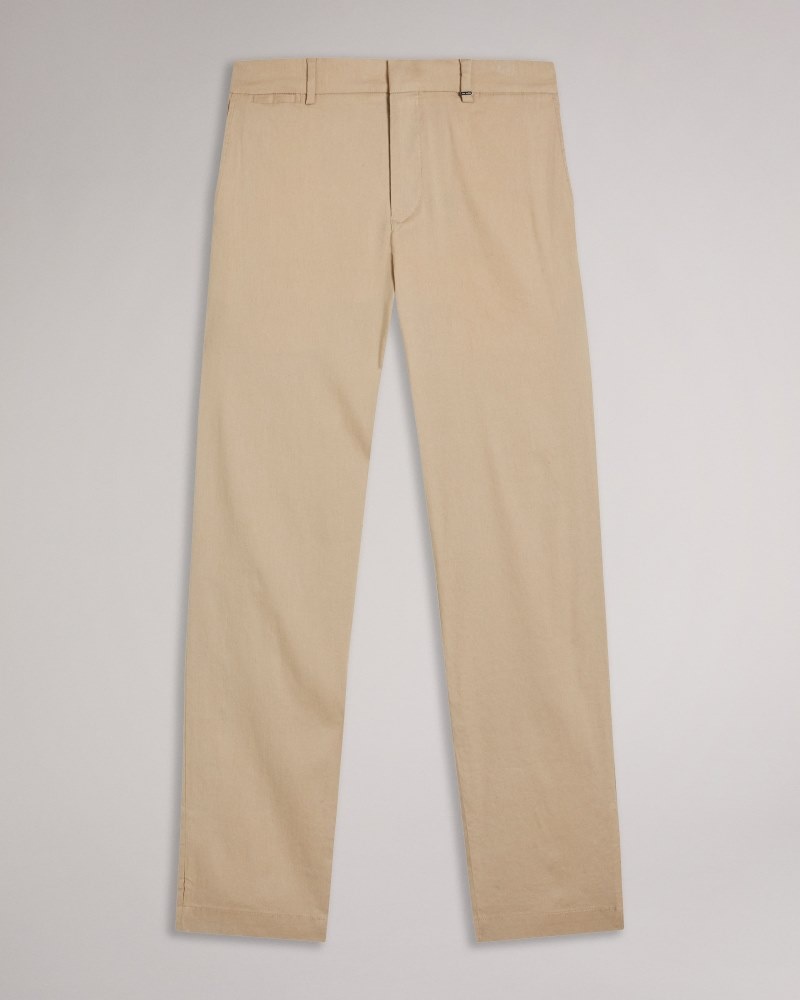 Stone Men's Ted Baker Kimmel Linen Blend Half Elasticated Trousers Price In India | F6K-4485