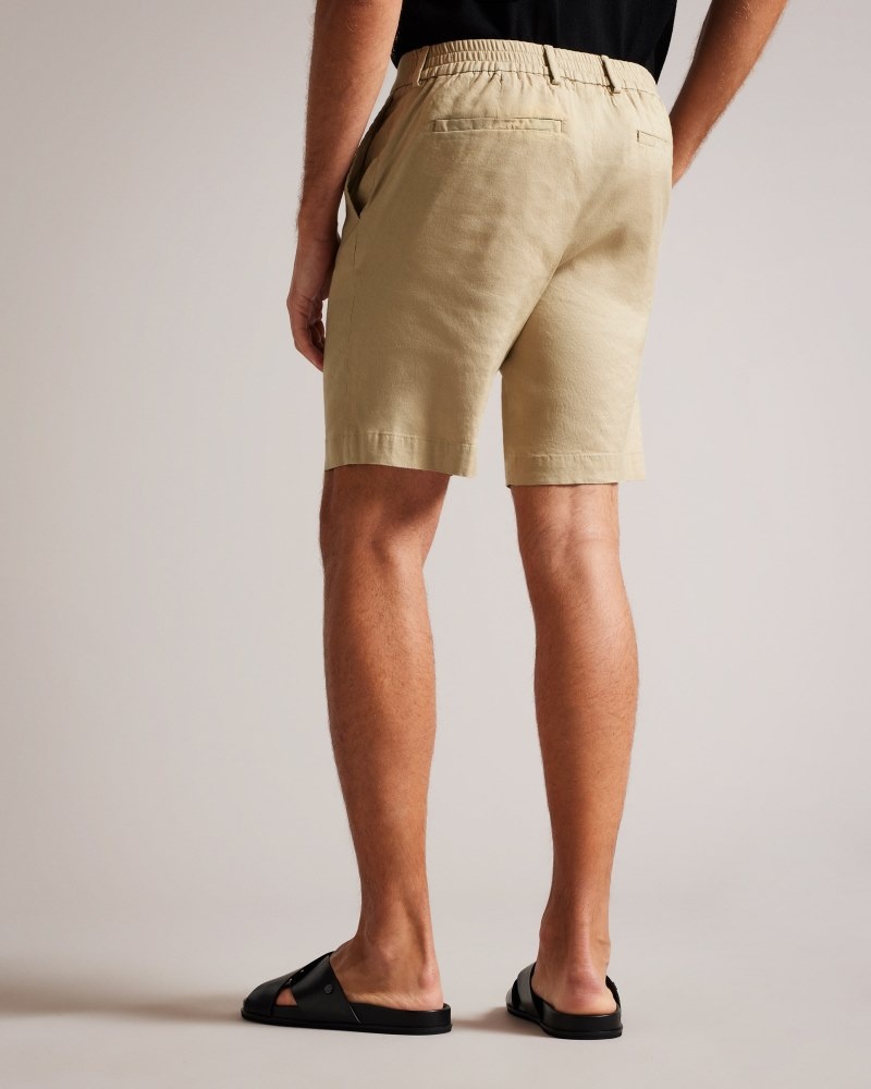 Stone Men's Ted Baker Leder Linen Blend Half Elasticated Short Price In India | B2T-8212