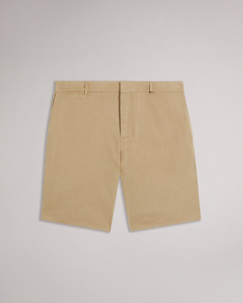 Stone Men's Ted Baker Leder Linen Blend Half Elasticated Short Price In India | B2T-8212