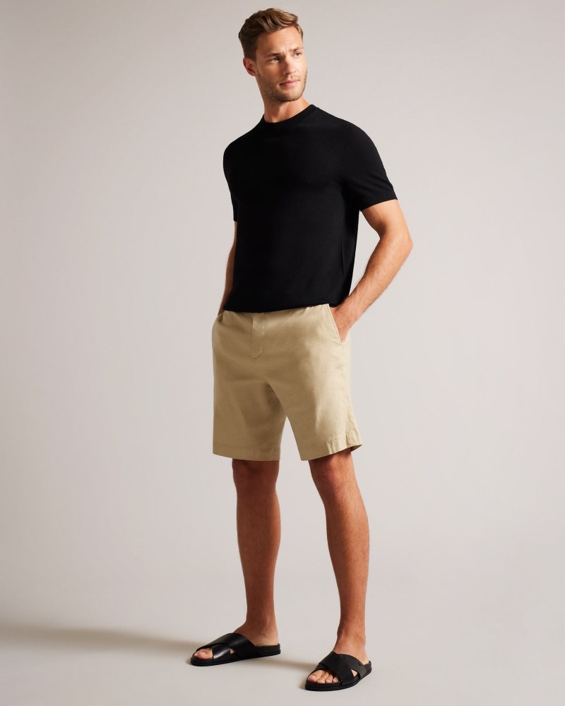 Stone Men\'s Ted Baker Leder Linen Blend Half Elasticated Short Price In India | B2T-8212